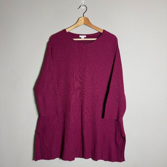 J. Jill Wool Knit Sweater Pullover Tunic Women's XL Purple Oversized Comfy Soft - Picture 2 of 13
